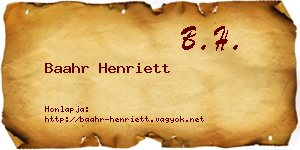Baahr Henriett névjegykártya